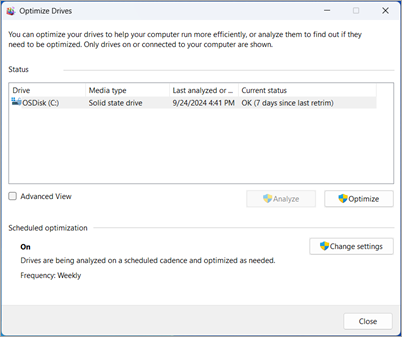 Defragment and Optimize Drives