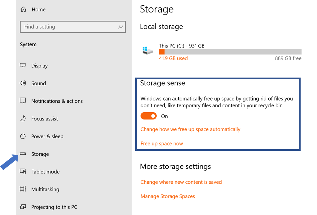 Optimize Storage with Storage Sense